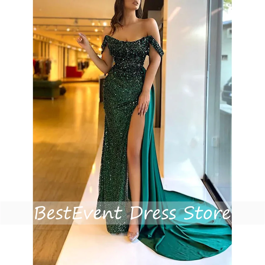 Off Shoulder Sequins Shiny Prom Dresses Split Sexy Birthday Party Dress Floor Length Sparkle Mermaid Train Elegant Evening Gown
Off Shoulder Sequins Shiny Prom Dresses Split Sexy Birthday Party Dress Floor Length Sparkle Mermaid Train Elegant Evening Gown