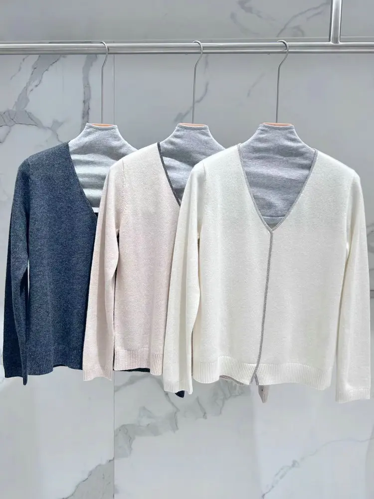 23 Autumn And Winter New Bc Style Beaded V-Neck Long-Sleeved Cashmere Sweater Fashion Simple Loose Pullover Sweater
23 Autumn And Winter New Bc Style Beaded V-Neck Long-Sleeved Cashmere Sweater Fashion Simple Loose Pullover Sweater