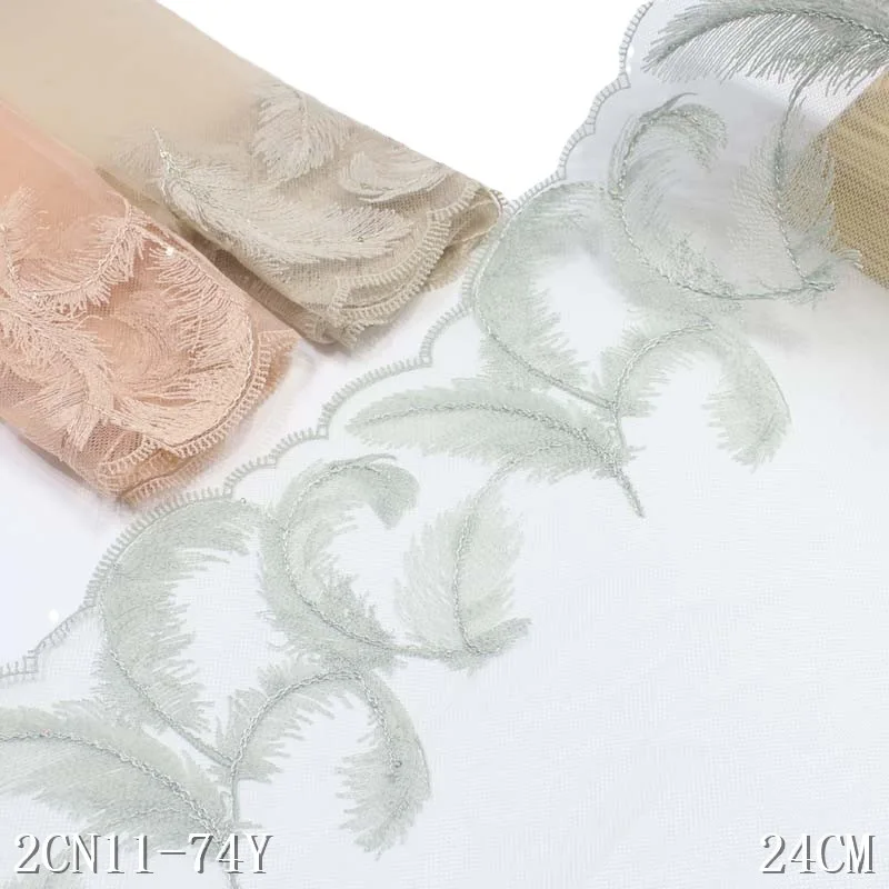 40Yards Feather Mesh Fabric 24cm Flower Embroidered Lace Trim Polyester Nylon Material for Lingerie
40Yards Feather Mesh Fabric 24cm Flower Embroidered Lace Trim Polyester Nylon Material for Lingerie