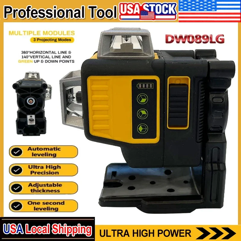 Fit Dewalt DW089LG 12V Lithium Battery 3 Sides*360 Degree Vertical Horizontal Green Light Level Meter Outdoor Solo Leveling
Fit Dewalt DW089LG 12V Lithium Battery 3 Sides*360 Degree Vertical Horizontal Green Light Level Meter Outdoor Solo Leveling