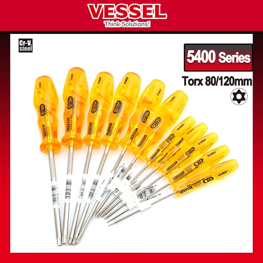 VESSEL POWER GRIP Torx Screwdriver with Useful Knurled Blade for Quick and Slipless Driving Japan Tools No.5400 Series 
VESSEL POWER GRIP Torx Screwdriver with Useful Knurled Blade for Quick and Slipless Driving Japan Tools No.5400 Series