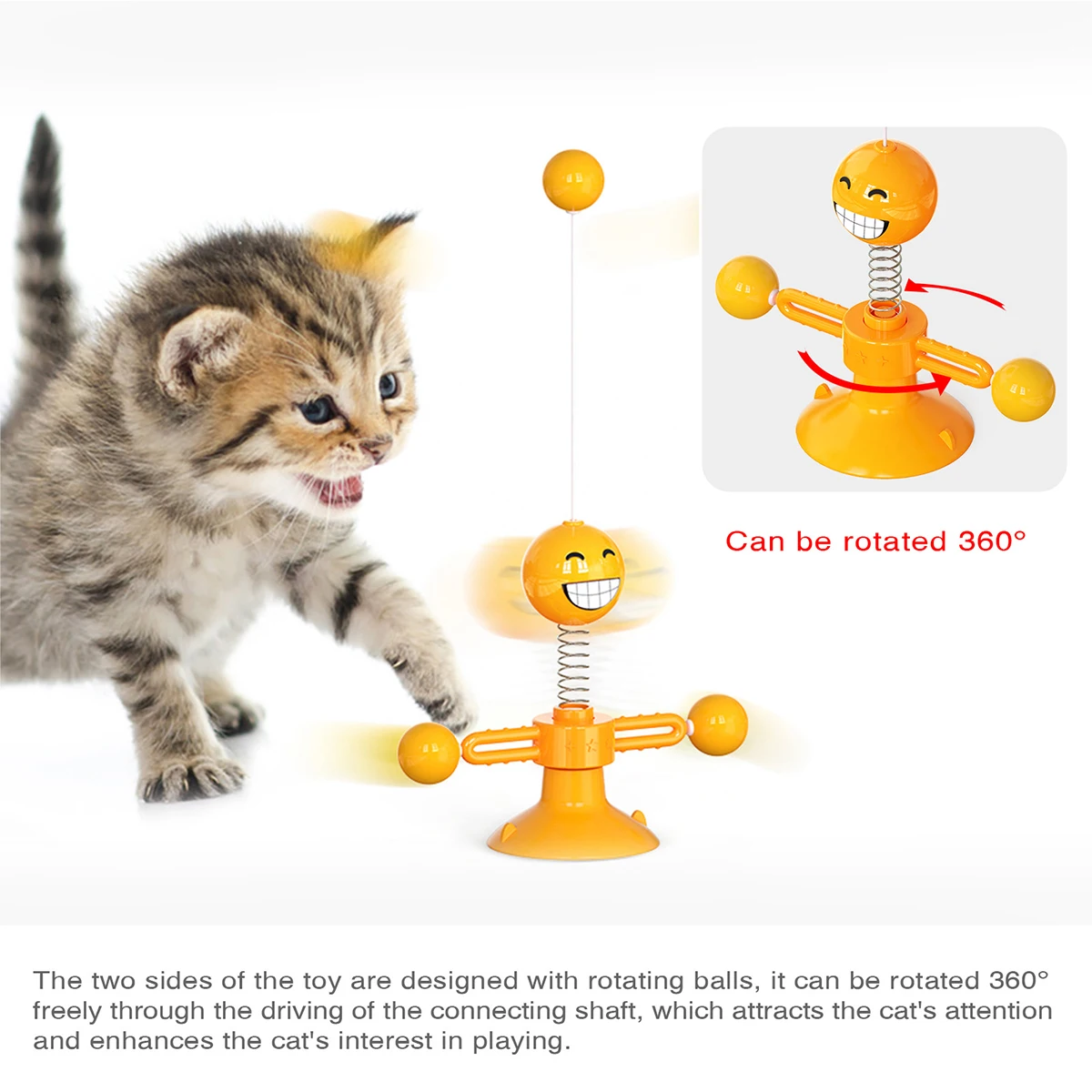 360° Spinning Cat Toy with Spring & Feathers, Food-Grade ABS, Suction Cup Base for Self-Play
360° Spinning Cat Toy with Spring & Feathers, Food-Grade ABS, Suction Cup Base for Self-Play