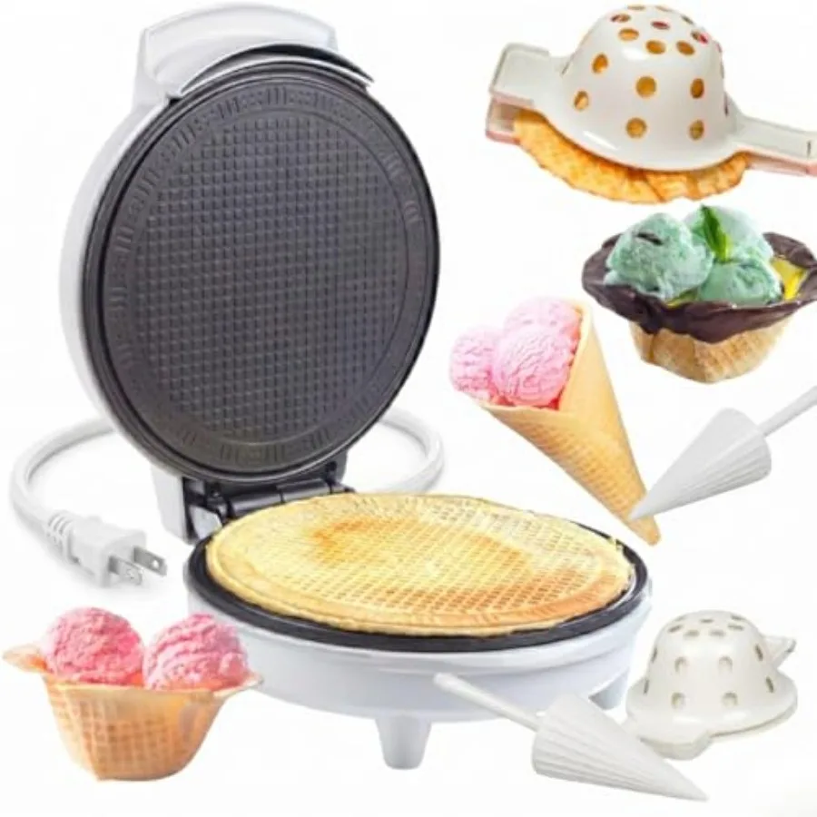 Waffle Cone and Ice Cream Bowl Maker- Cup Press and Shaper Roller- 8" PFAS Free Plates, Electric Non-stick Waffler Iron Machine
Waffle Cone and Ice Cream Bowl Maker- Cup Press and Shaper Roller- 8" PFAS Free Plates, Electric Non-stick Waffler Iron Machine