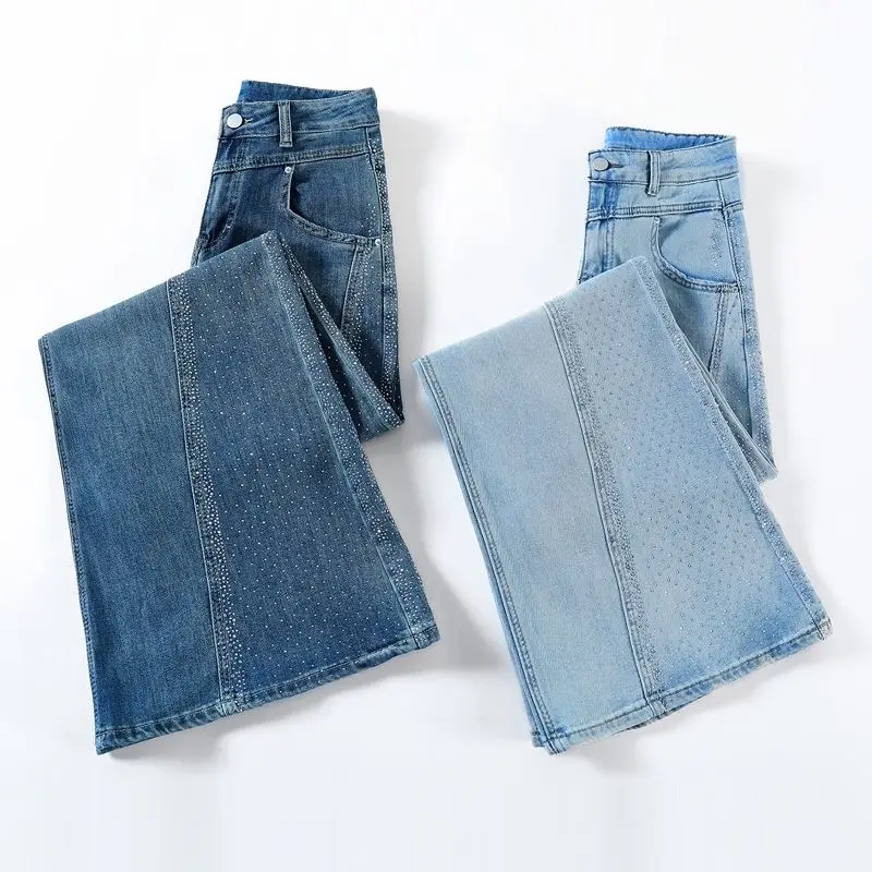 CHICATWILL High Street Women Denim Jeans Soft Lyocell Ladies Wide Leg Pants Rhinestones Diamond Flares Trousers Girls Trend
CHICATWILL High Street Women Denim Jeans Soft Lyocell Ladies Wide Leg Pants Rhinestones Diamond Flares Trousers Girls Trend