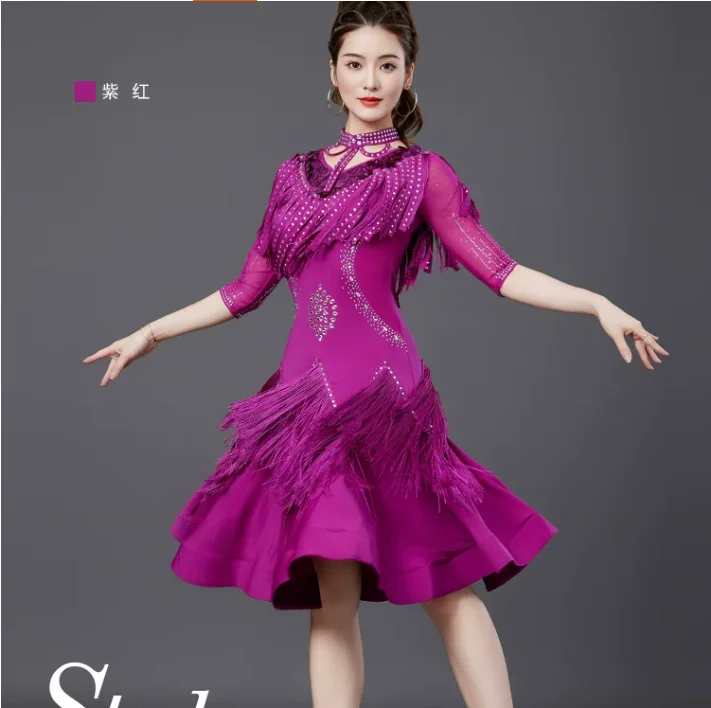 Women's Latin Dance Skirt Professional Competition Flower Dress Tassel Fishbone Edge Dress
Women's Latin Dance Skirt Professional Competition Flower Dress Tassel Fishbone Edge Dress