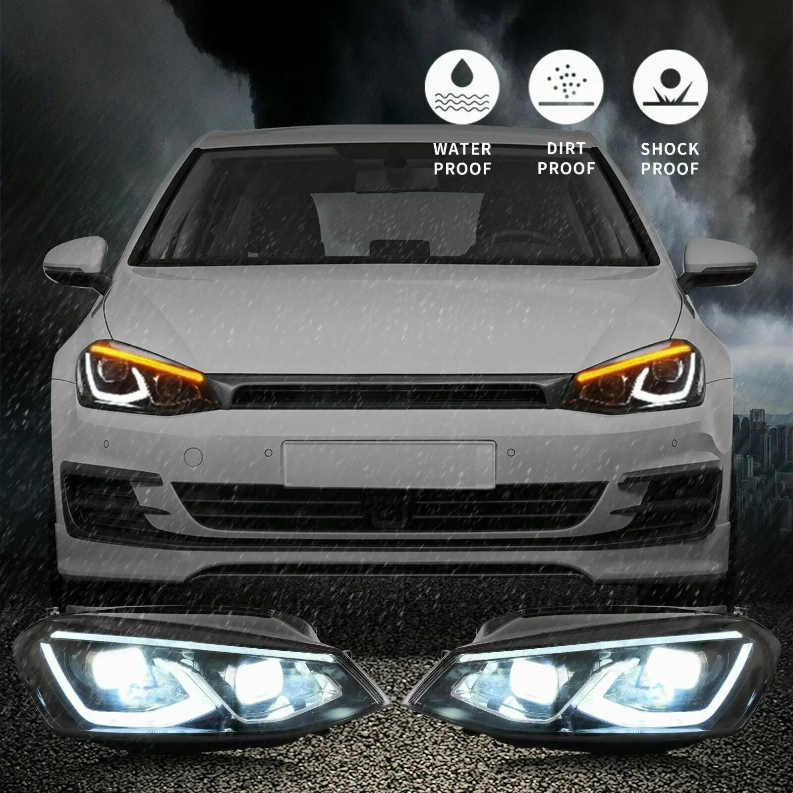 Фонари для Volkswagen VW Golf 7/MK7 2014-2019, модифицированные дневные ходовые огни
Фонари для Volkswagen VW Golf 7/MK7 2014-2019, модифицированные дневные ходовые огни
