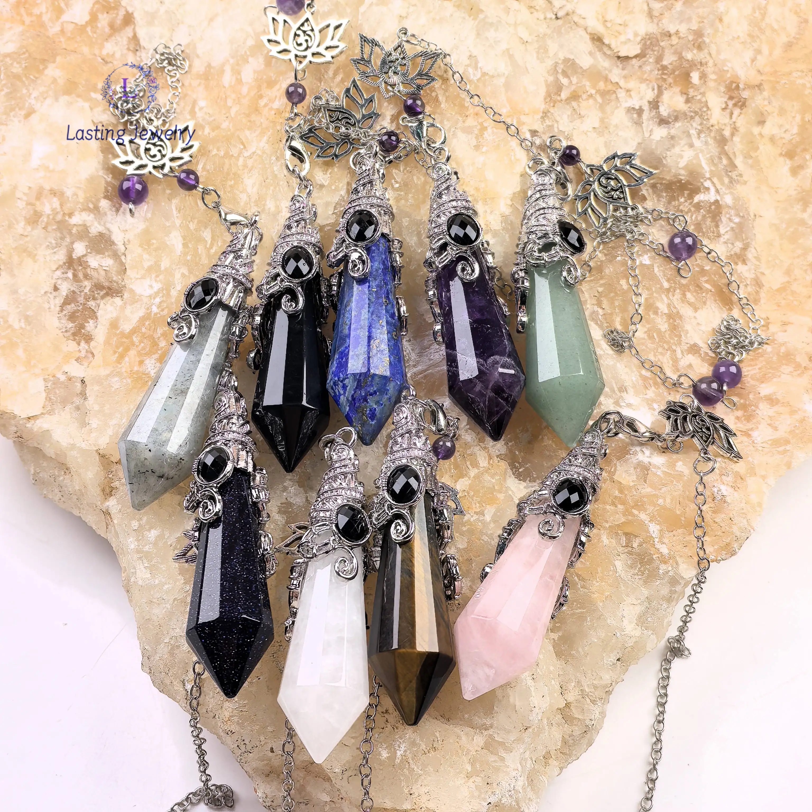 Reiki Healing Quartz Shuttle Spiritual Pendulum for Dowsing Divination Amethyst Chakra Crystal Point Pendant Pendulos Pendules
Reiki Healing Quartz Shuttle Spiritual Pendulum for Dowsing Divination Amethyst Chakra Crystal Point Pendant Pendulos Pendules