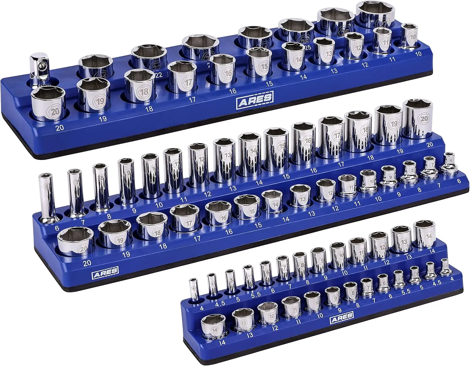Magnetic Socket Organizer Set, 3-Piece Metric 1/4 3/8 1/2 Inch Holders for Shallow and Deep Sockets, Keeps Tool Box Organized
Magnetic Socket Organizer Set, 3-Piece Metric 1/4 3/8 1/2 Inch Holders for Shallow and Deep Sockets, Keeps Tool Box Organized
