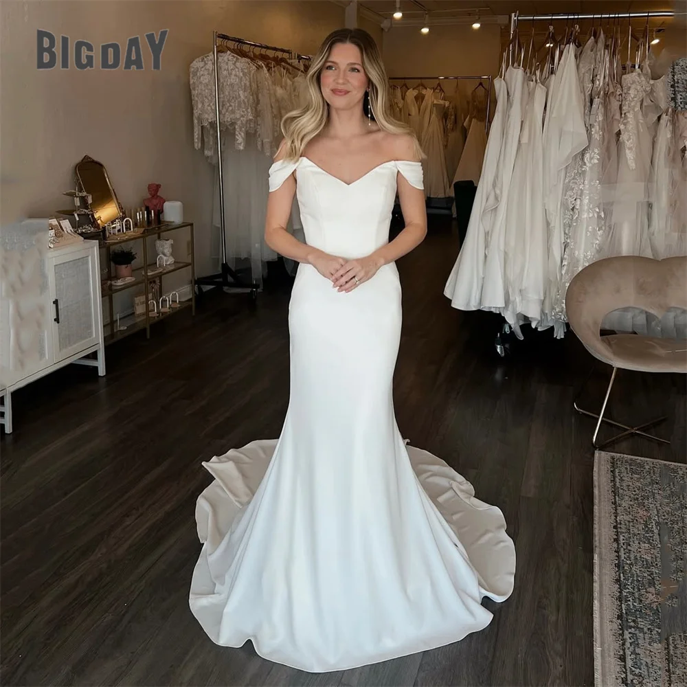 Elegant Mermaid Off The Shoulder Wedding Dresses 2025 V-Neck Open Back Pleat Simple Bridal Gown Vestidos De Noiva Customized
Elegant Mermaid Off The Shoulder Wedding Dresses 2025 V-Neck Open Back Pleat Simple Bridal Gown Vestidos De Noiva Customized