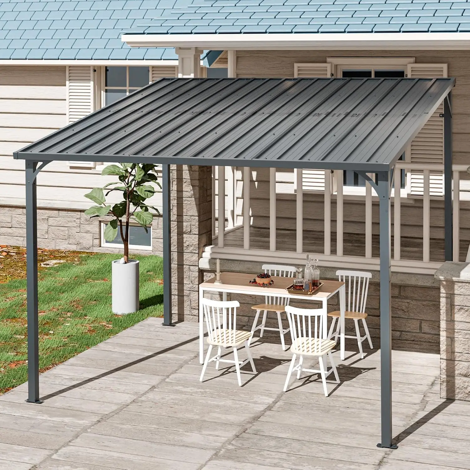 8x10 Ft Gazebo Outdoor, Hard Top Lean to Grill Gazebos Pergola with Roof, Backyard Waterproof Patio Covers for Shade & Rain, Wal
8x10 Ft Gazebo Outdoor, Hard Top Lean to Grill Gazebos Pergola with Roof, Backyard Waterproof Patio Covers for Shade & Rain, Wal