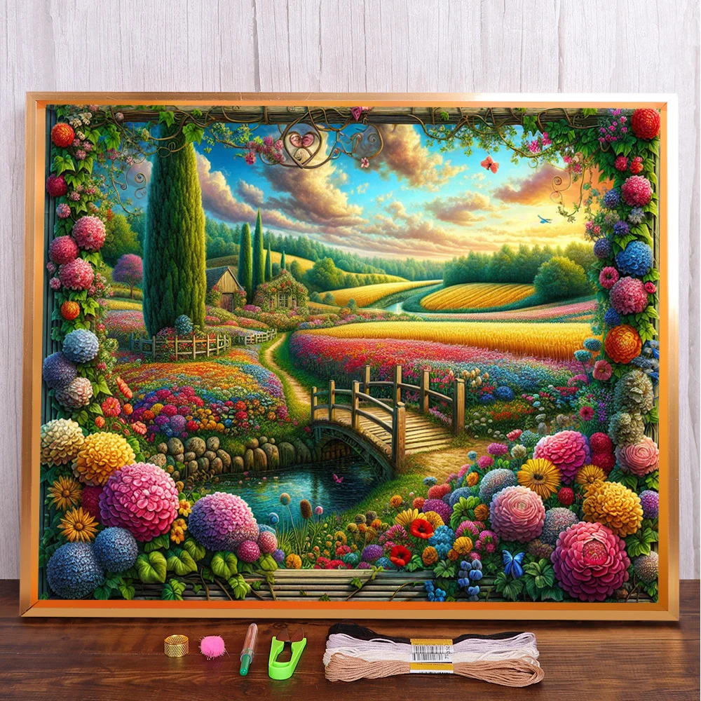 Scenery Flower Field Pre-Printed Cross Stitch Patterns DIY Embroidery Handicraft Knitting Hobby Handiwork Magic Wholesale Needle
Scenery Flower Field Pre-Printed Cross Stitch Patterns DIY Embroidery Handicraft Knitting Hobby Handiwork Magic Wholesale Needle
