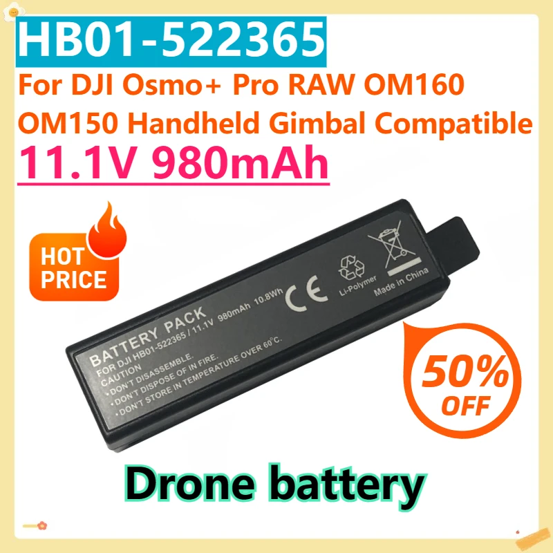For DJI Osmo+ Pro RAW OM160 OM150 Handheld Gimbal Compatible 11.1V 980mAh HB01-522365 HB02-542465 Replacement Battery
For DJI Osmo+ Pro RAW OM160 OM150 Handheld Gimbal Compatible 11.1V 980mAh HB01-522365 HB02-542465 Replacement Battery