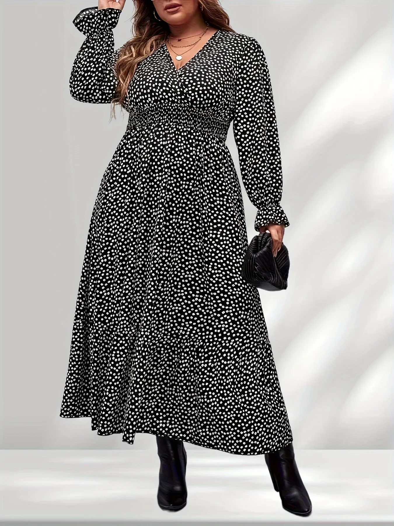 Women's Plus Size Fashionable Casual and Versatile Pleated Sleeve Polka Dot Print Dress Elegant and Stylish Long Dress
Women's Plus Size Fashionable Casual and Versatile Pleated Sleeve Polka Dot Print Dress Elegant and Stylish Long Dress