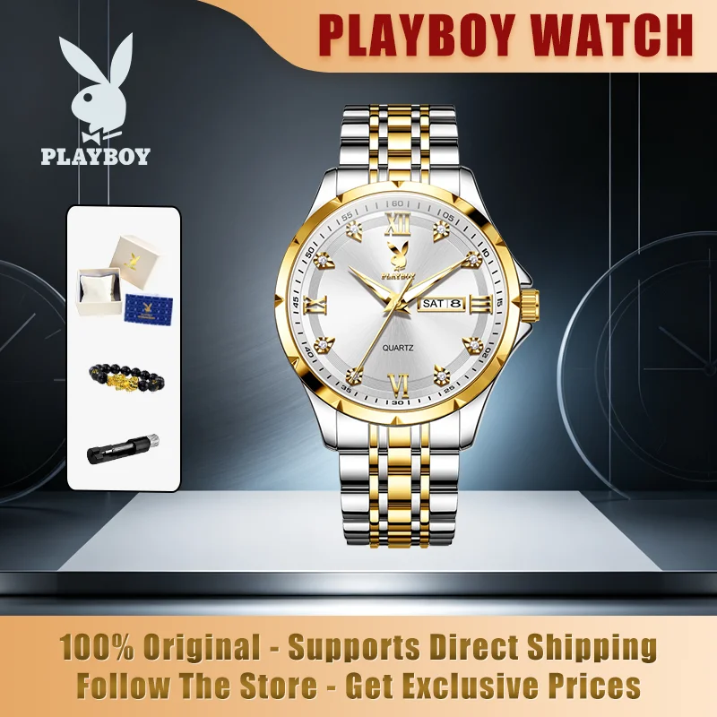 PLAYBOY 3098 Brand original authentic watches for man luxury Gift Box Solid steel band calendar quartz men's watch
PLAYBOY 3098 Brand original authentic watches for man luxury Gift Box Solid steel band calendar quartz men's watch