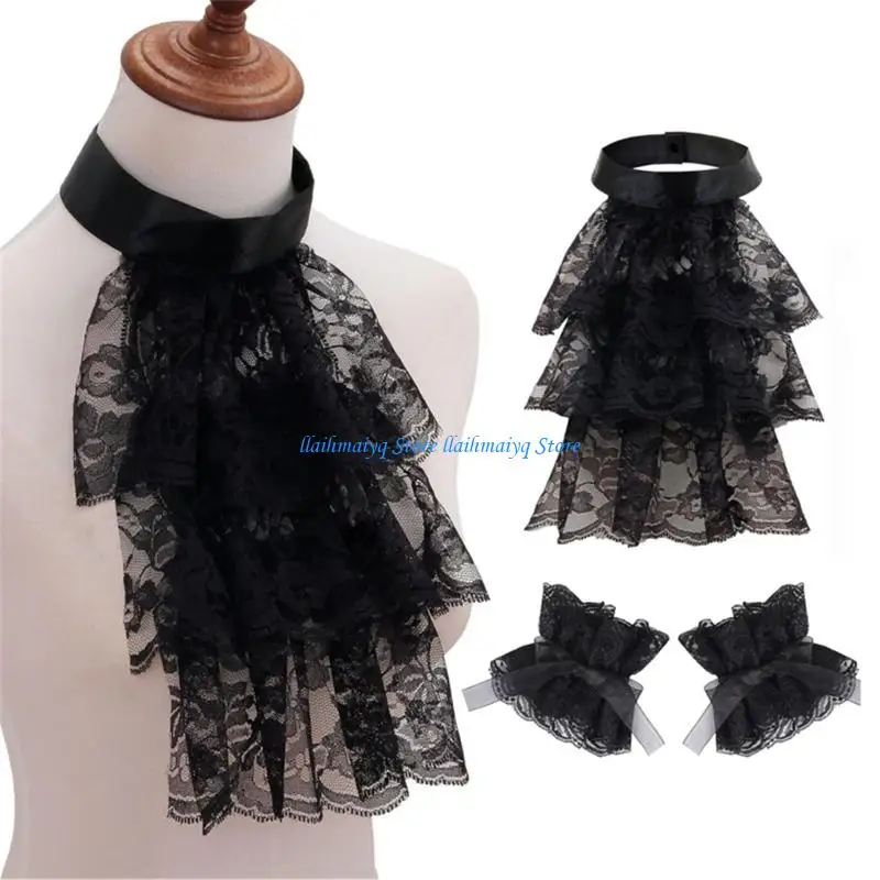 573B Tie Collar Wristband Set Cosplay Ruffled Elizabethan Collar Medieval Cosplay Drama Play Decorative Shirt Dress Collar
573B Tie Collar Wristband Set Cosplay Ruffled Elizabethan Collar Medieval Cosplay Drama Play Decorative Shirt Dress Collar