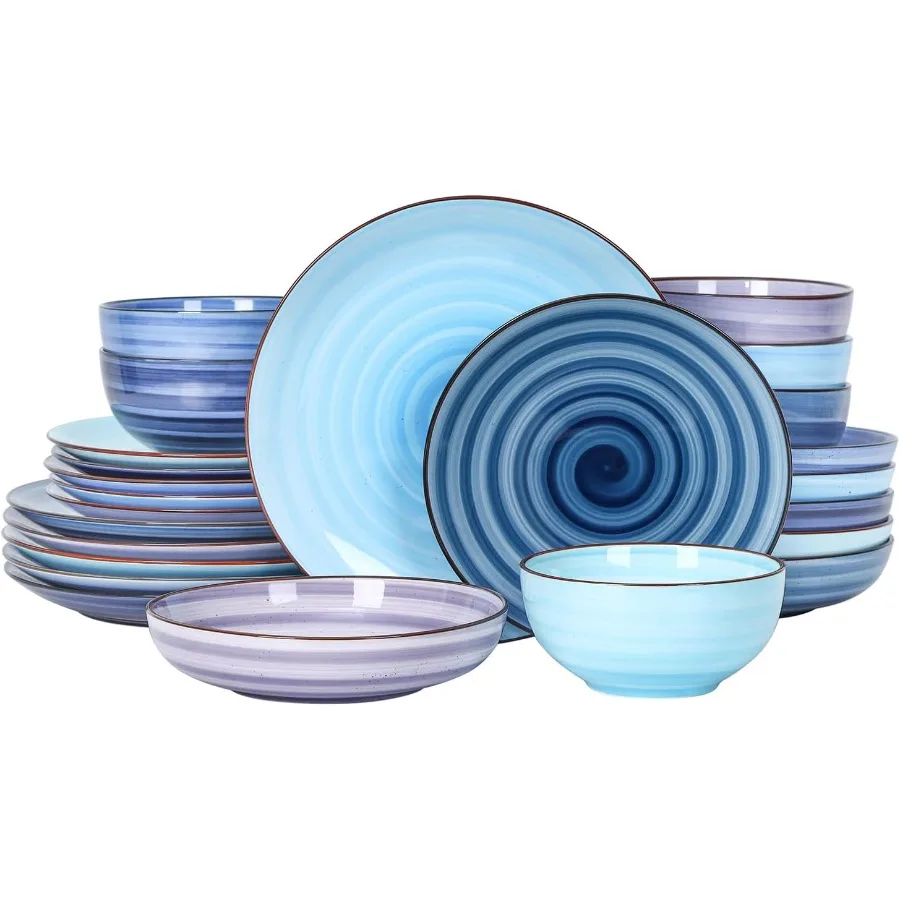 Набор керамических тарелок и мисок, набор столовой посуды из 24 предметов, устойчивый к царапинам набор посуды, ручная роспись, вихревая с точечной посудой
Набор керамических тарелок и мисок, набор столовой посуды из 24 предметов, устойчивый к царапинам набор посуды, ручная роспись, вихревая с точечной посудой