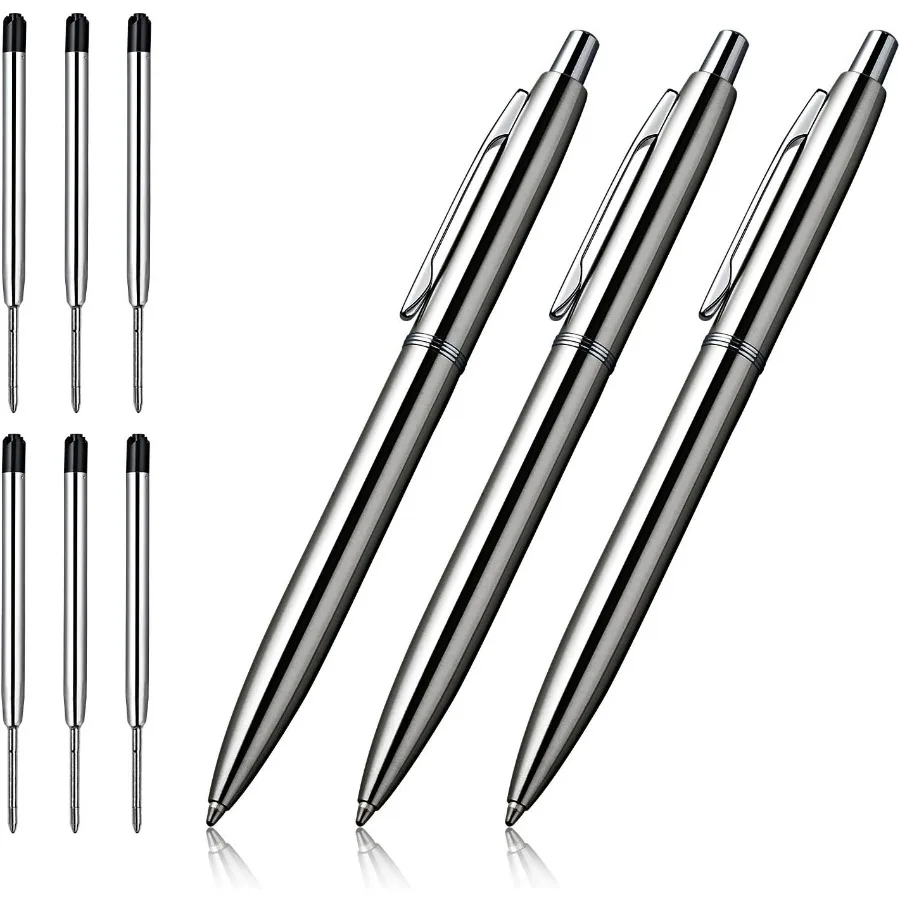 3 шт. выдвижные металлические шариковые ручки для подарка, офиса, 1,0 мм, средние чернила, черные чернила, 6 Extras сменных металлических стержней
3 шт. выдвижные металлические шариковые ручки для подарка, офиса, 1,0 мм, средние чернила, черные чернила, 6 Extras сменных металлических стержней