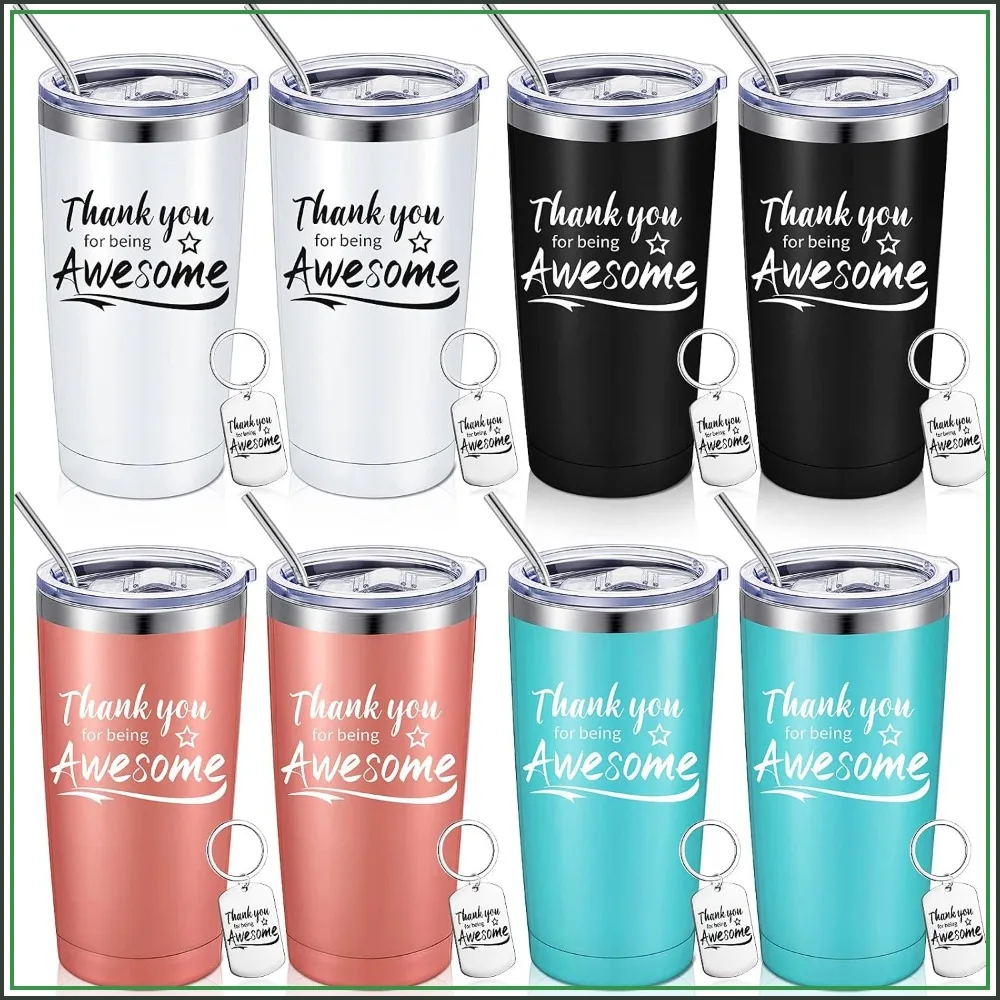 16-Pack Thank You Tumbler Set with Keychains - 20oz Insulated Stainless Steel Travel Cup, Appreciation Gifts for Women Men Coworkers (Classic)
16-Pack Thank You Tumbler Set with Keychains - 20oz Insulated Stainless Steel Travel Cup, Appreciation Gifts for Women Men Coworkers (Classic)