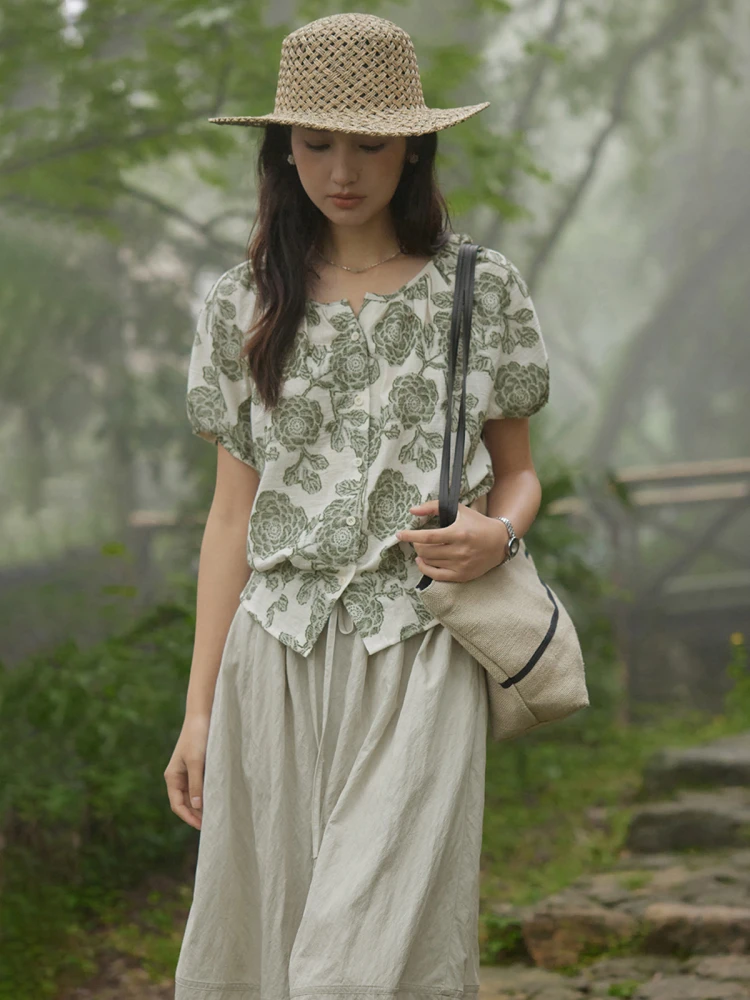 Solighter Cotton Linen round Ne irt Women Summer New Loose Bubble Sve Top Breathable Vintage Sle ort Sve irt
Solighter Cotton Linen round Ne irt Women Summer New Loose Bubble Sve Top Breathable Vintage Sle ort Sve irt