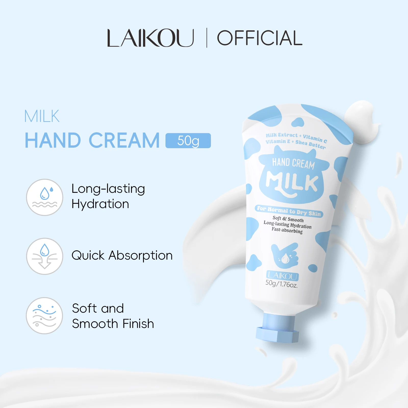 LAIKOU Milk Hand Cream Intensive Hydration Fast-Absorbing Smoothing Repair Dry Cracked Skin Vitamin C Enriched
LAIKOU Milk Hand Cream Intensive Hydration Fast-Absorbing Smoothing Repair Dry Cracked Skin Vitamin C Enriched