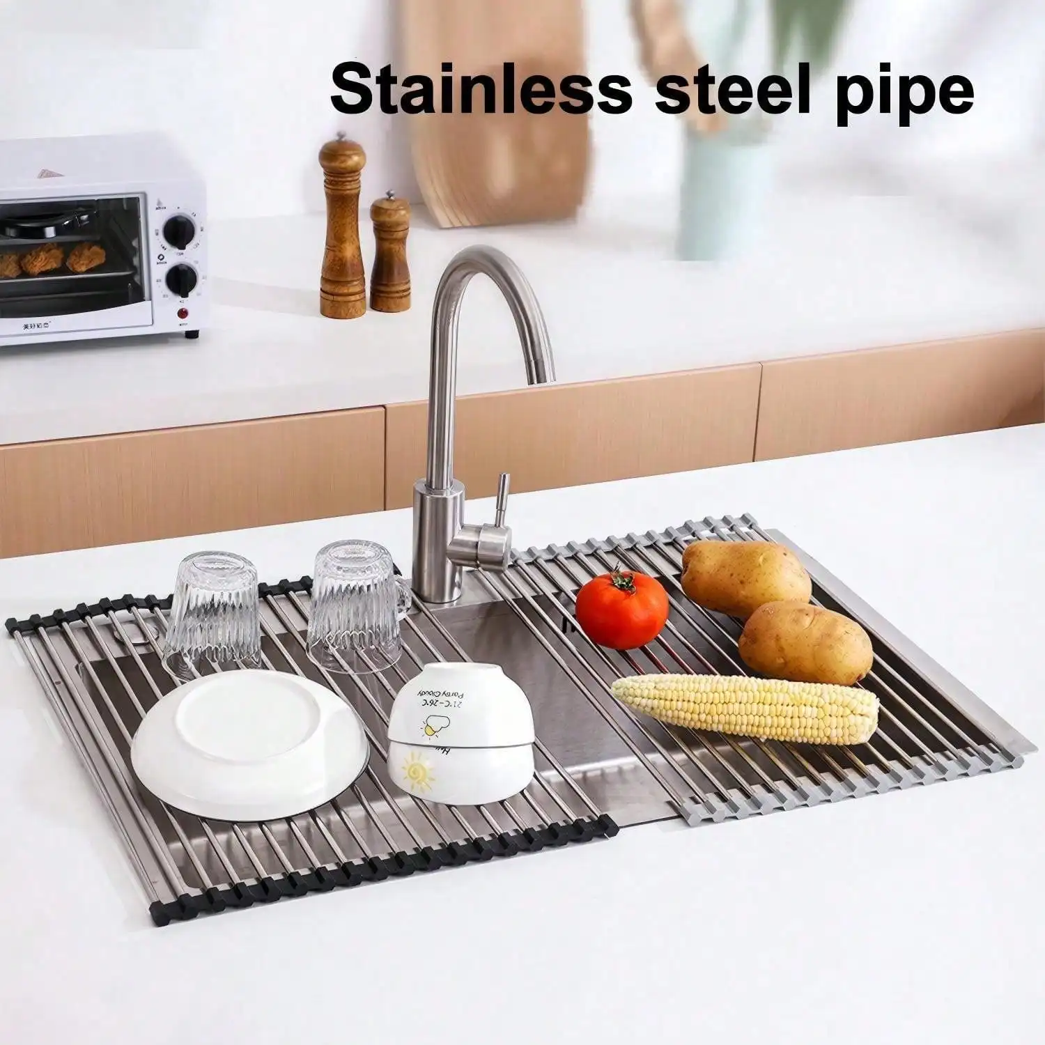 Roll Up Foldable 15 Root Canals Dish Drying Rack Stainless Steel Silicone Kitchen Sink Drainer For Dishes Fruits Vegetables Space Saving
Roll Up Foldable 15 Root Canals Dish Drying Rack Stainless Steel Silicone Kitchen Sink Drainer For Dishes Fruits Vegetables Space Saving
