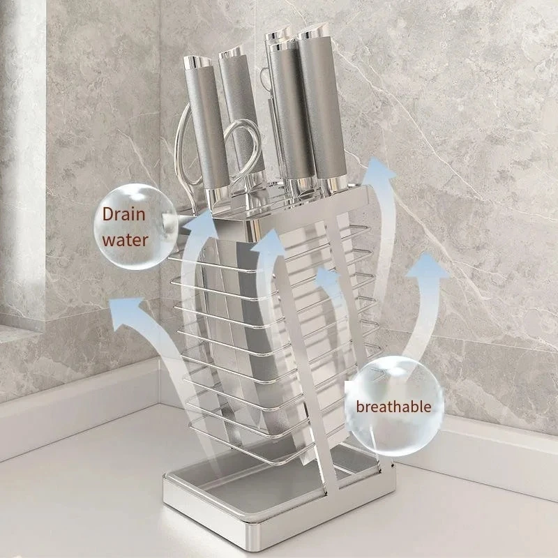 Stainless Steel Kitchen Knife Holder Multifunctional Shelving Household Drain Table Place Vegetable Visual Storage Rack
Stainless Steel Kitchen Knife Holder Multifunctional Shelving Household Drain Table Place Vegetable Visual Storage Rack