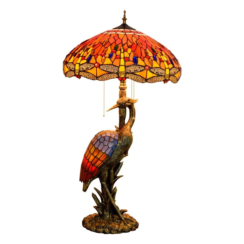 Tiffany retro crane art desk lamp stained glass guest restaurant hotel decoration big red dragonfly lamp
Tiffany retro crane art desk lamp stained glass guest restaurant hotel decoration big red dragonfly lamp