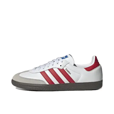 Adidas Originals SAMBA OG Men's and Women's  Anti Slip Comfortable  Wear Resistant Medium Low Cut Board Shoes White and Red