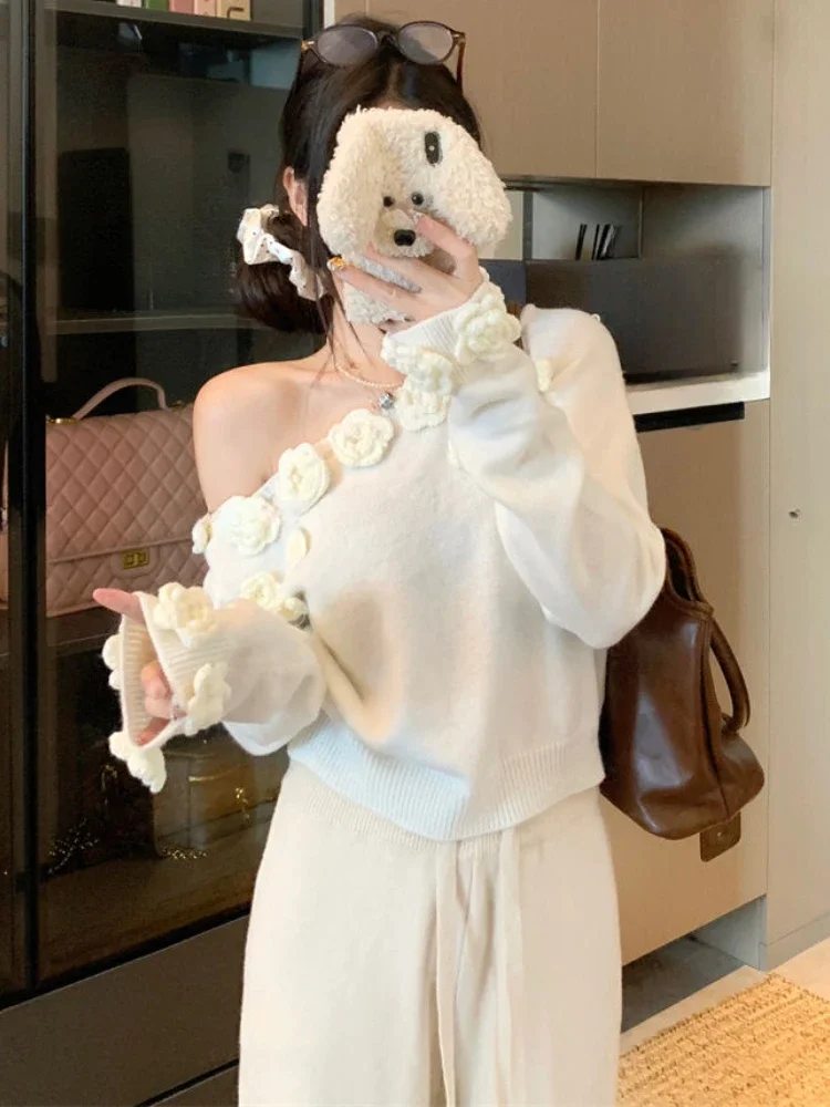 Fashion Elegant Pullovers Solid Color Long Sleeve Slash Neck Flower Patchwork Sweaters Sweet All Match Loose 2024 Women Clothing
Fashion Elegant Pullovers Solid Color Long Sleeve Slash Neck Flower Patchwork Sweaters Sweet All Match Loose 2024 Women Clothing