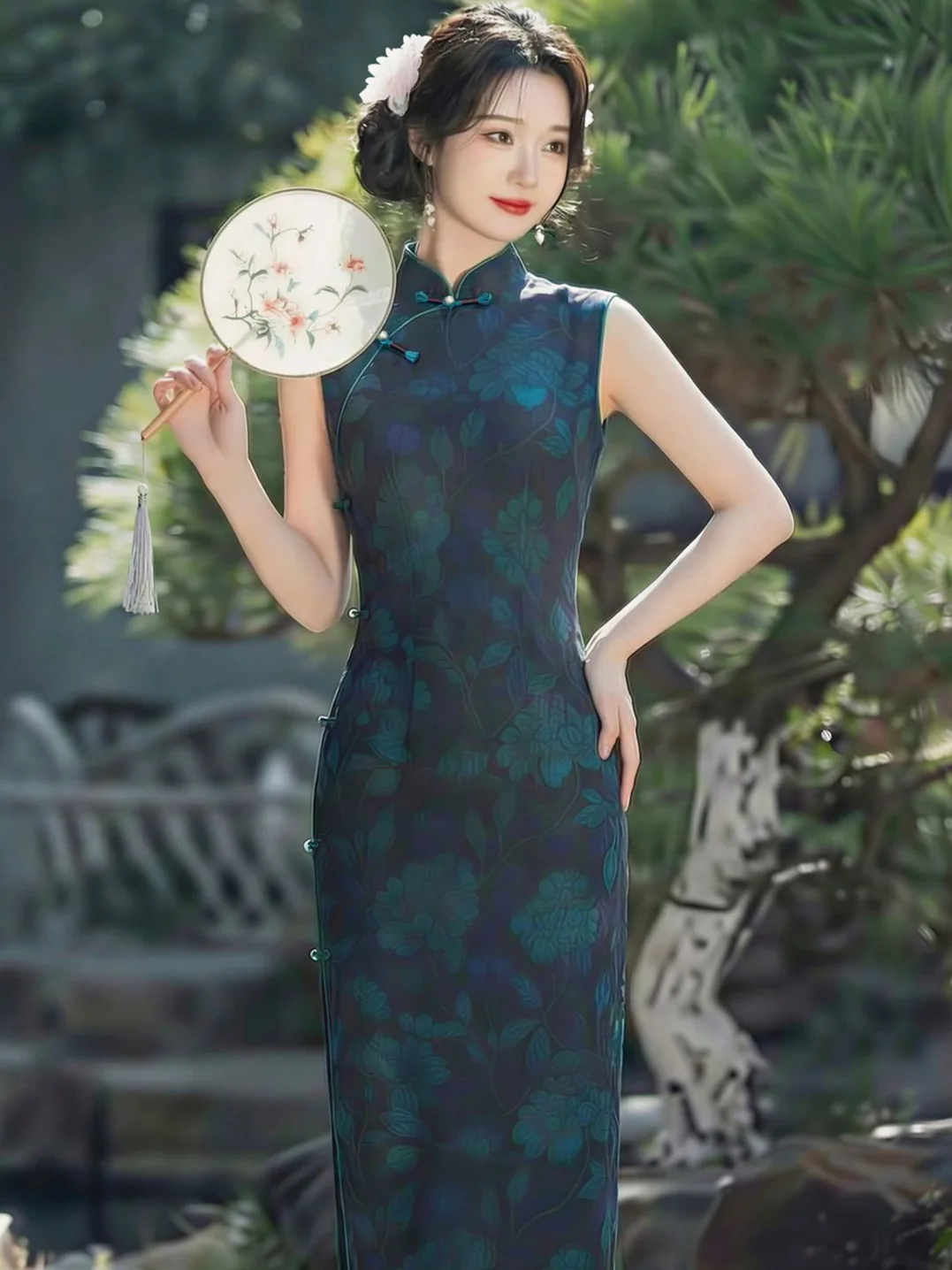 Summer Print Floral Satin Qipao Chinese Style Stand Collar Sleeveless Female Cheongsam
Summer Print Floral Satin Qipao Chinese Style Stand Collar Sleeveless Female Cheongsam
