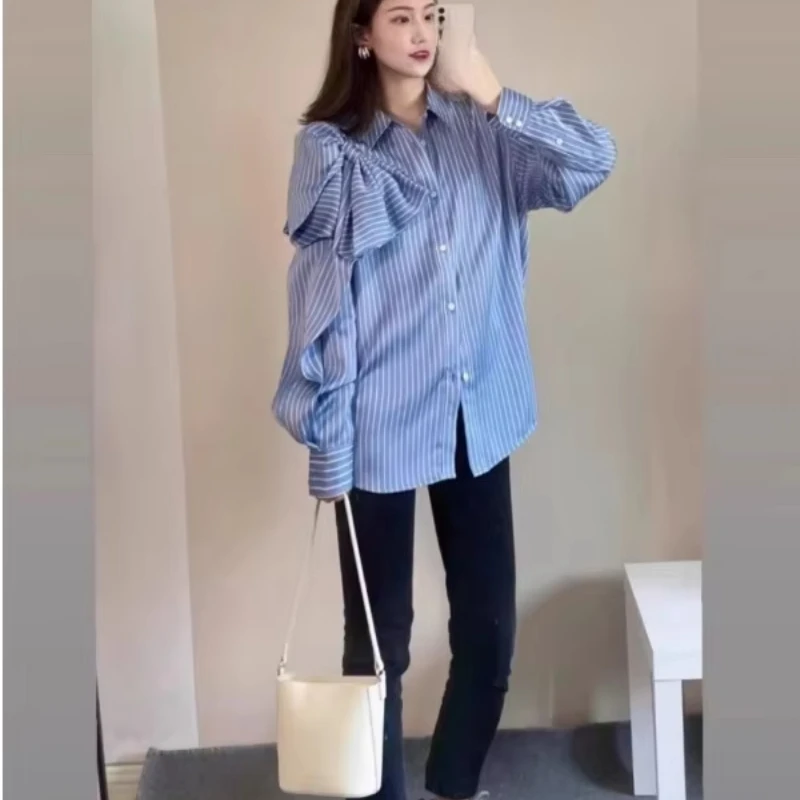 DAYIFUN-Women's Blue Striped Bow Shirt,Korean Style Woman's Loose Chic Blouse,Spring Versatile Fashionable Ladies' Blouses
DAYIFUN-Women's Blue Striped Bow Shirt,Korean Style Woman's Loose Chic Blouse,Spring Versatile Fashionable Ladies' Blouses