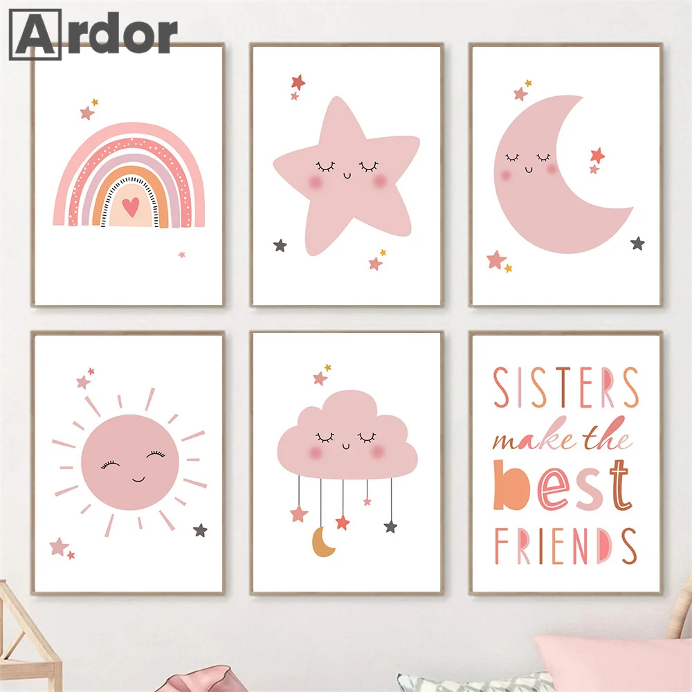 Sun Moon Pink Rainbow Cloud Star Nursery Wall Art Canvas Painting Nordic Posters And Prints Pictures Baby Kids Girls Room Decor
Sun Moon Pink Rainbow Cloud Star Nursery Wall Art Canvas Painting Nordic Posters And Prints Pictures Baby Kids Girls Room Decor