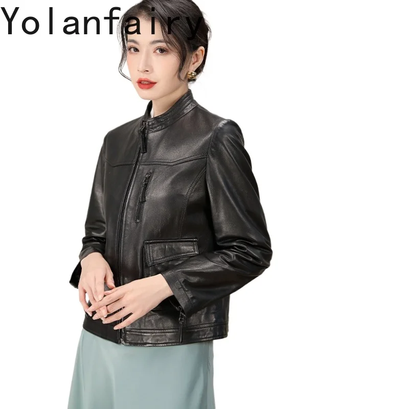 YOLANFAIRY Genuine Leather Jacket Women 2026 High Quality Real Sheepskin Coat Short Chic Motorcycle Leather Jackets Outerwear
YOLANFAIRY Genuine Leather Jacket Women 2026 High Quality Real Sheepskin Coat Short Chic Motorcycle Leather Jackets Outerwear