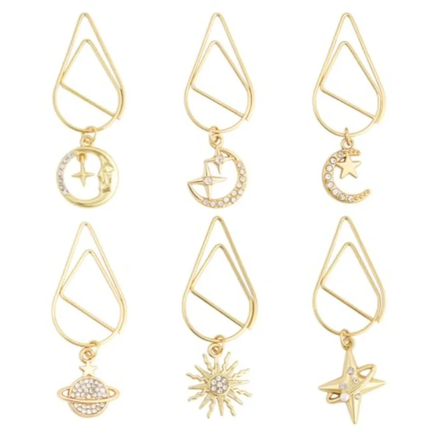 6Pcs Bookmark Golden Paper Clips Celestial Moon Bookmark Reading Bookish Paperclip Book Mark Astrology Lovers Romantasy for Boo
6Pcs Bookmark Golden Paper Clips Celestial Moon Bookmark Reading Bookish Paperclip Book Mark Astrology Lovers Romantasy for Boo
