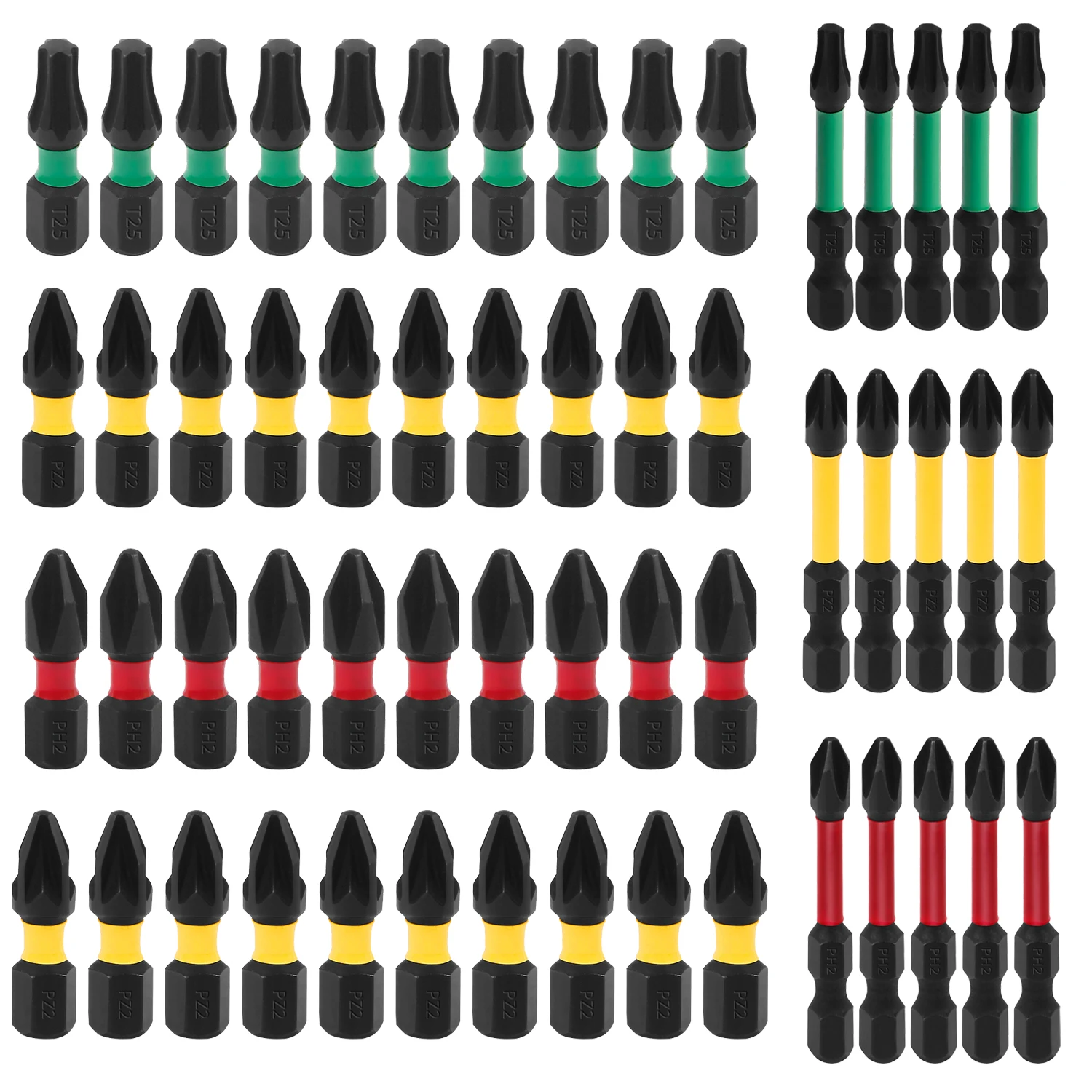 55PCS Impact Screwdriver Bits Set S2 Steel 1/4" Hex Shank Magnetic PH2 PZ2 T25 25mm 50mm Drill Bit Set for Home Repair DIY Work
55PCS Impact Screwdriver Bits Set S2 Steel 1/4" Hex Shank Magnetic PH2 PZ2 T25 25mm 50mm Drill Bit Set for Home Repair DIY Work
