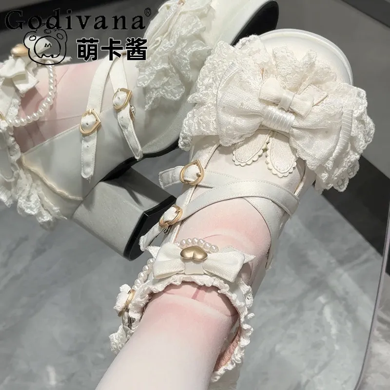 Japanese Sweet Girls White Lolita Mary Jane Shoes Spring and Summer New 2026 Woman's Cute Bow Lace Stitching Lo High Heel Pumps
Japanese Sweet Girls White Lolita Mary Jane Shoes Spring and Summer New 2026 Woman's Cute Bow Lace Stitching Lo High Heel Pumps