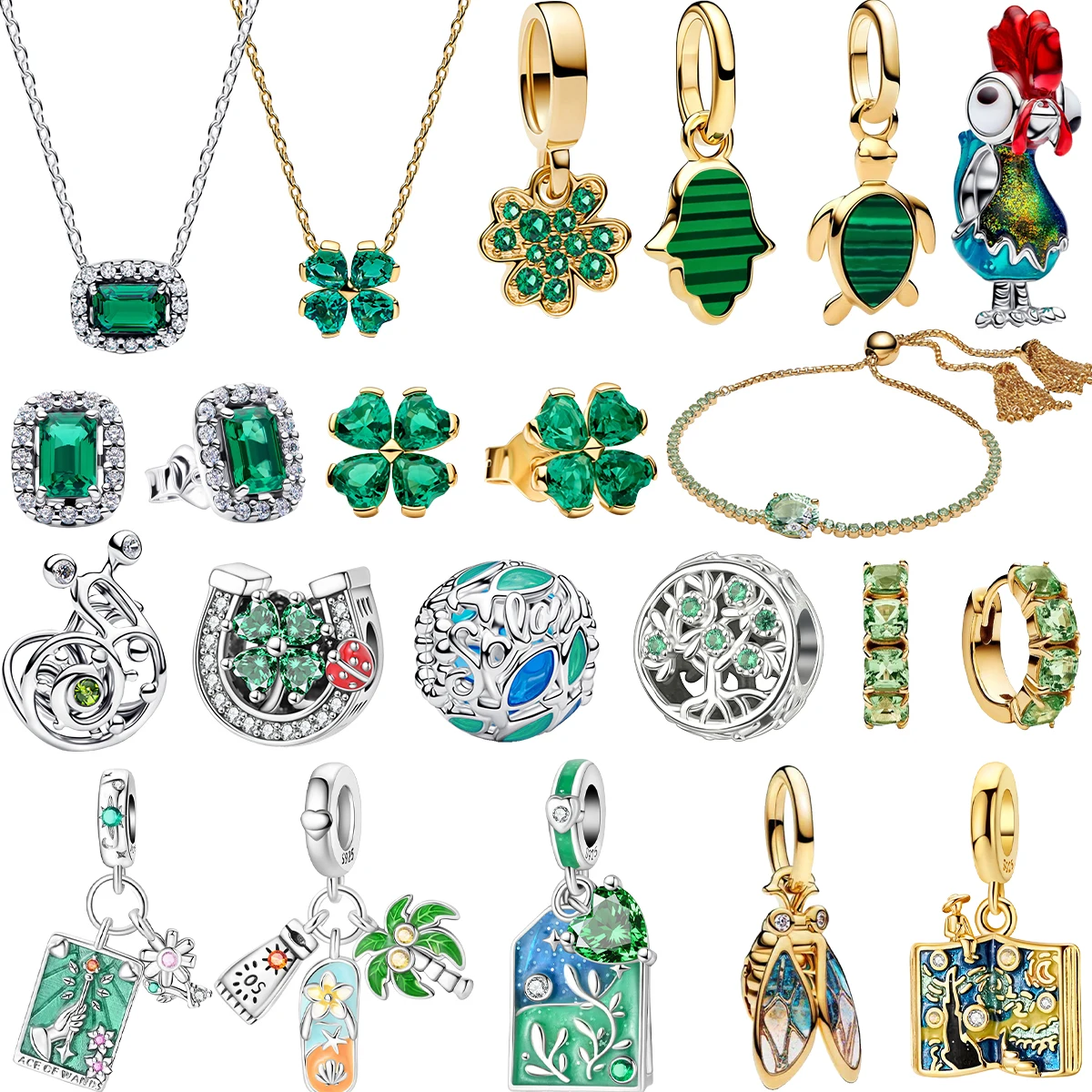 Original 925 Sterling Silver Charms Green Four-Leaf Clover Earring Beads Pendant Bracelets Necklaces Womens DIY Jewelry Gift
Original 925 Sterling Silver Charms Green Four-Leaf Clover Earring Beads Pendant Bracelets Necklaces Womens DIY Jewelry Gift