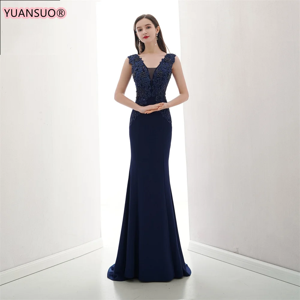Navy Blue Elegant Mermaid V Neck Long Evening Dress with Appliques Beads See Through Back Women Formal Dress Evening Party Gown
Navy Blue Elegant Mermaid V Neck Long Evening Dress with Appliques Beads See Through Back Women Formal Dress Evening Party Gown
