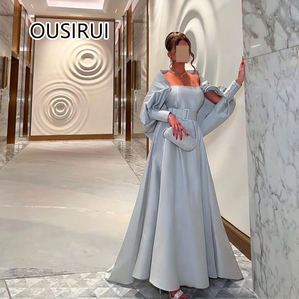 Boat Collar Satin A-line Evening Arab Gown Long Sleeve Floor-Length Backless Court Prom Evening Dress with Belt Customized
Boat Collar Satin A-line Evening Arab Gown Long Sleeve Floor-Length Backless Court Prom Evening Dress with Belt Customized