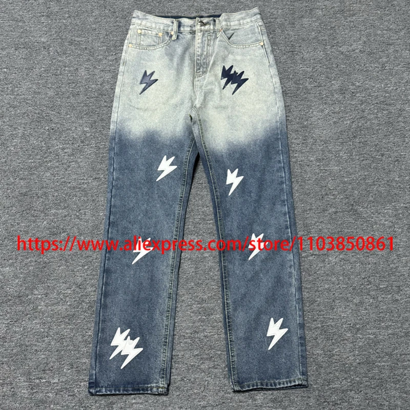 Fashion Brand Lightning Jeans Gradient Color Splicing Creativity Logo Pattern Lightning Straight Jeans Unisex Casual Pants
Fashion Brand Lightning Jeans Gradient Color Splicing Creativity Logo Pattern Lightning Straight Jeans Unisex Casual Pants