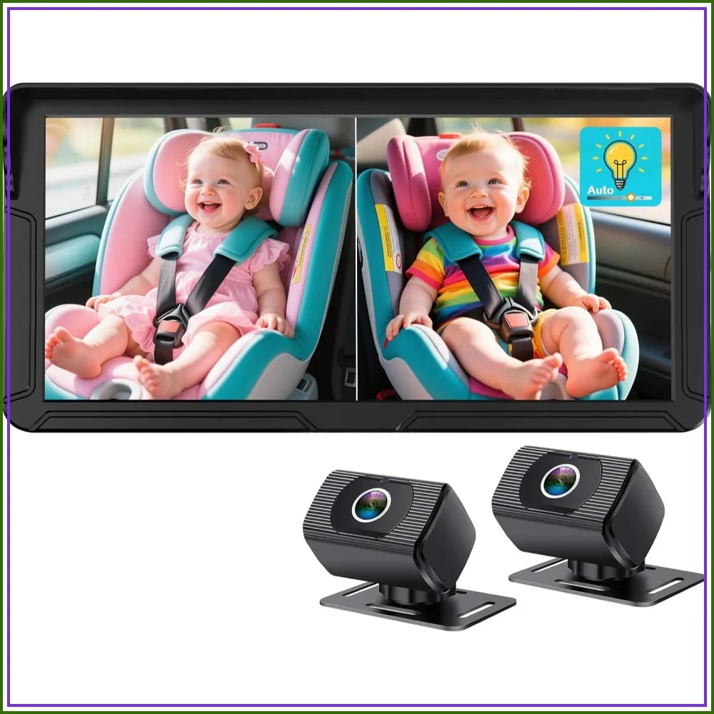 6.9'' HD Split Screen Dual Baby Car Camera with Auto Brightness, 1080P Backseat Monitor for Twins, Infrared Night Vision, 360° Adjustable, USB Easy Setup for SUVs Minivans
6.9'' HD Split Screen Dual Baby Car Camera with Auto Brightness, 1080P Backseat Monitor for Twins, Infrared Night Vision, 360° Adjustable, USB Easy Setup for SUVs Minivans