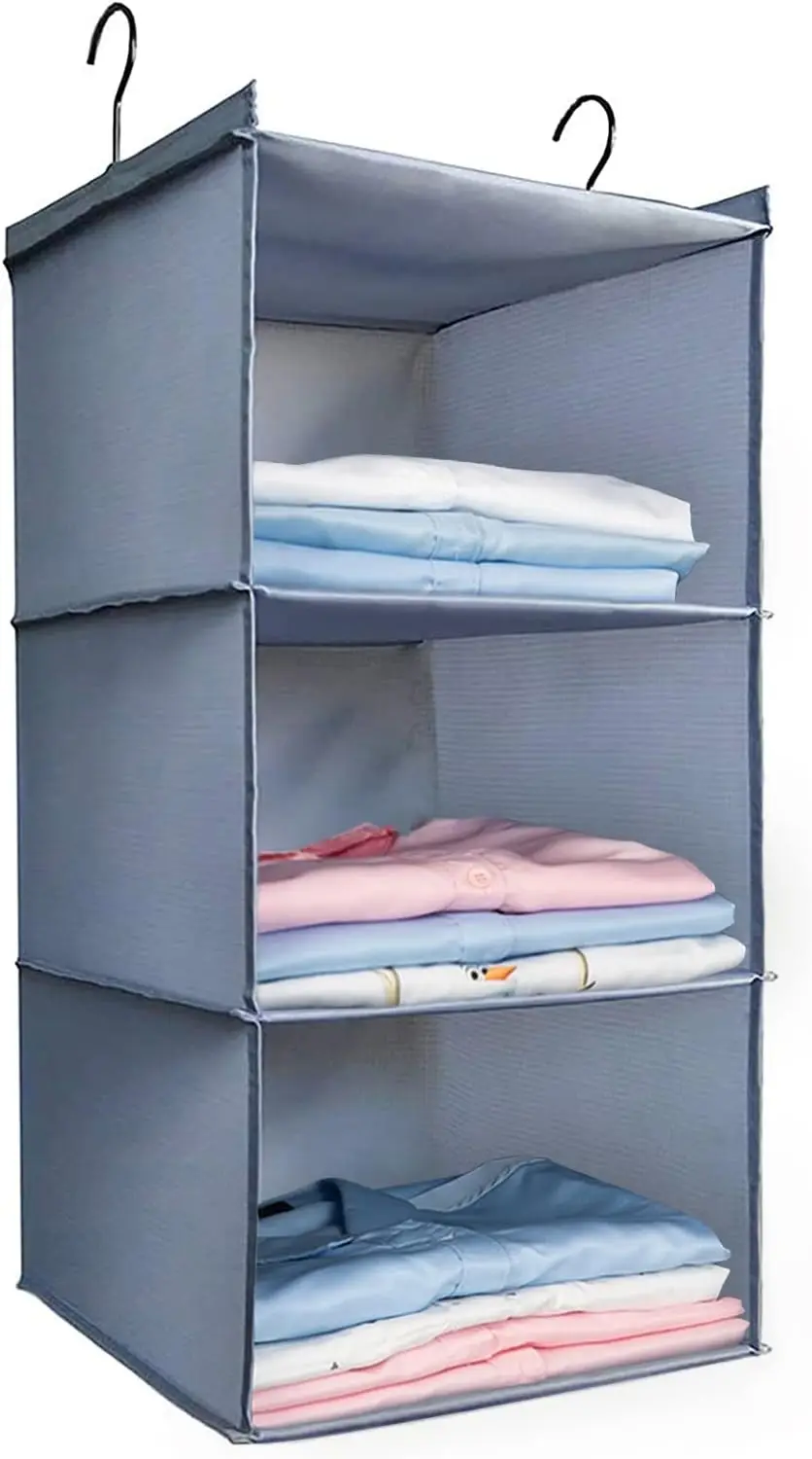 3-Shelf Hanging Closet Organizer, Foldable Storage Shelves for Clothes, Handbags, Shoes, Gray
3-Shelf Hanging Closet Organizer, Foldable Storage Shelves for Clothes, Handbags, Shoes, Gray