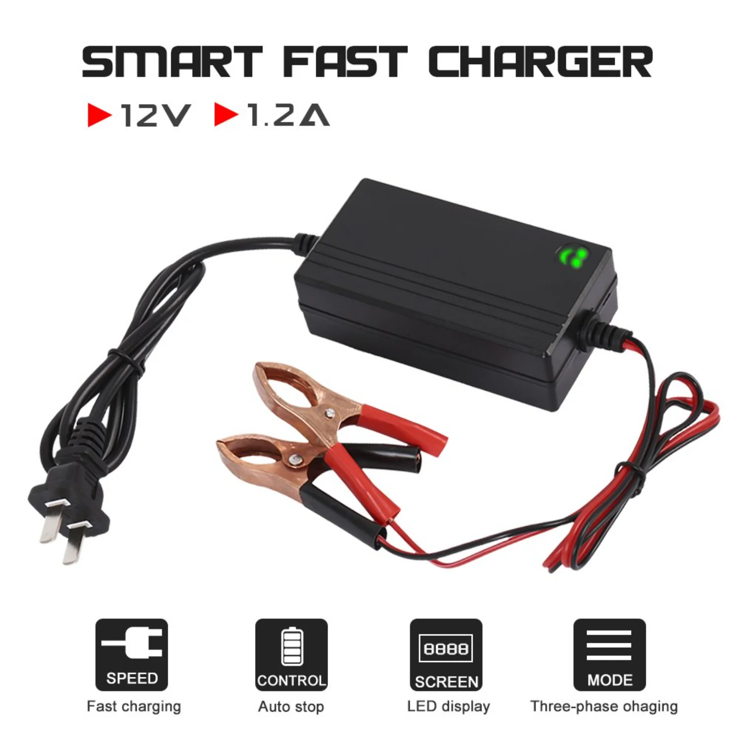 12V Portable Car Battery Charger, Auto Trickle Maintainer for Boat, Motorcycle, RV - Fast Charging & Safety Features
12V Portable Car Battery Charger, Auto Trickle Maintainer for Boat, Motorcycle, RV - Fast Charging & Safety Features