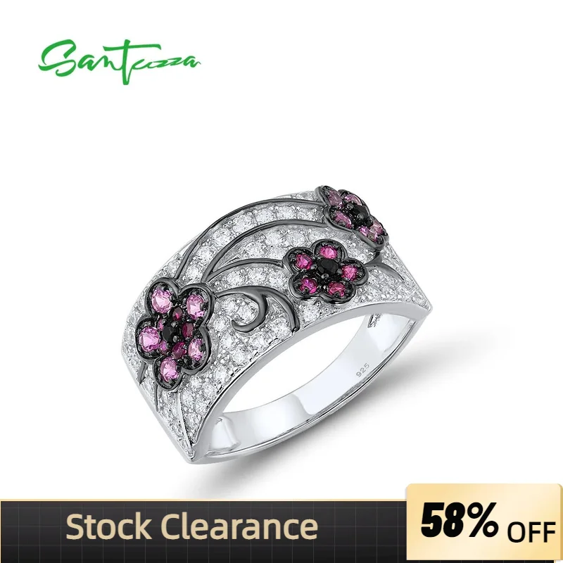 SANTUZZA 925 Sterling Silver Rings For Women Shiny White CZ lab Created Ruby/Pink Sapphire Red Flowers Party Gifts Fine Jewelry
SANTUZZA 925 Sterling Silver Rings For Women Shiny White CZ lab Created Ruby/Pink Sapphire Red Flowers Party Gifts Fine Jewelry