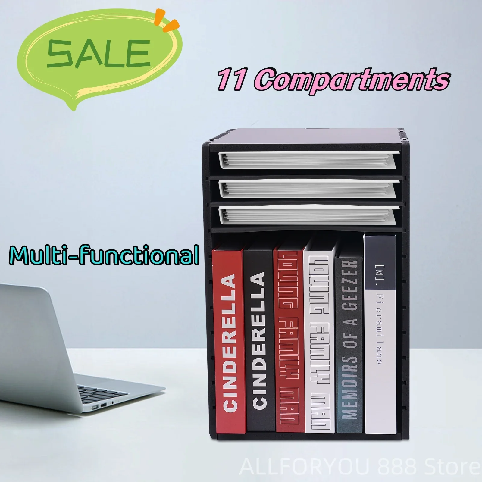 11 Compartment Wooden Office Desk File Organizer Shelf Multi-functional and Durable Black/White/Blue 
11 Compartment Wooden Office Desk File Organizer Shelf Multi-functional and Durable Black/White/Blue