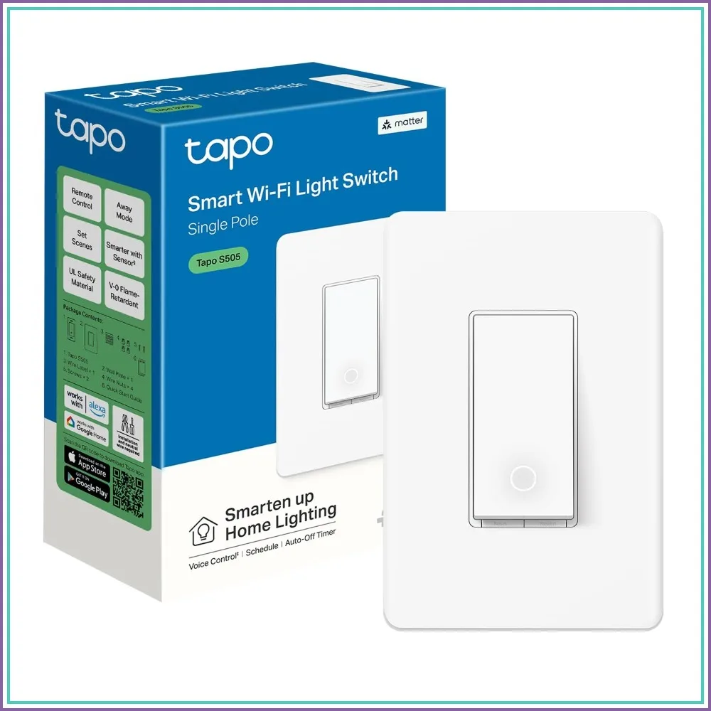 Smart Light Switch Matter Compatible, Voice Control with Alexa & Google, UL Certified, Timer, Easy Install, Neutral Wire Required, Single Pole
Smart Light Switch Matter Compatible, Voice Control with Alexa & Google, UL Certified, Timer, Easy Install, Neutral Wire Required, Single Pole