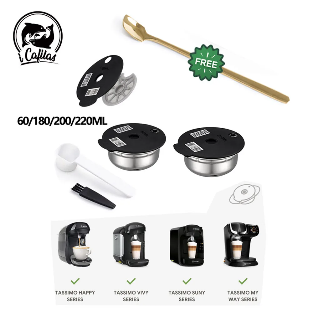 60/180/200/220 мл многоразовые фильтры для кофе для Bosch Tassimo SUNY HAPPY VIVY, капсула для кофе из нержавеющей стали, силиконовый чехол
60/180/200/220 мл многоразовые фильтры для кофе для Bosch Tassimo SUNY HAPPY VIVY, капсула для кофе из нержавеющей стали, силиконовый чехол