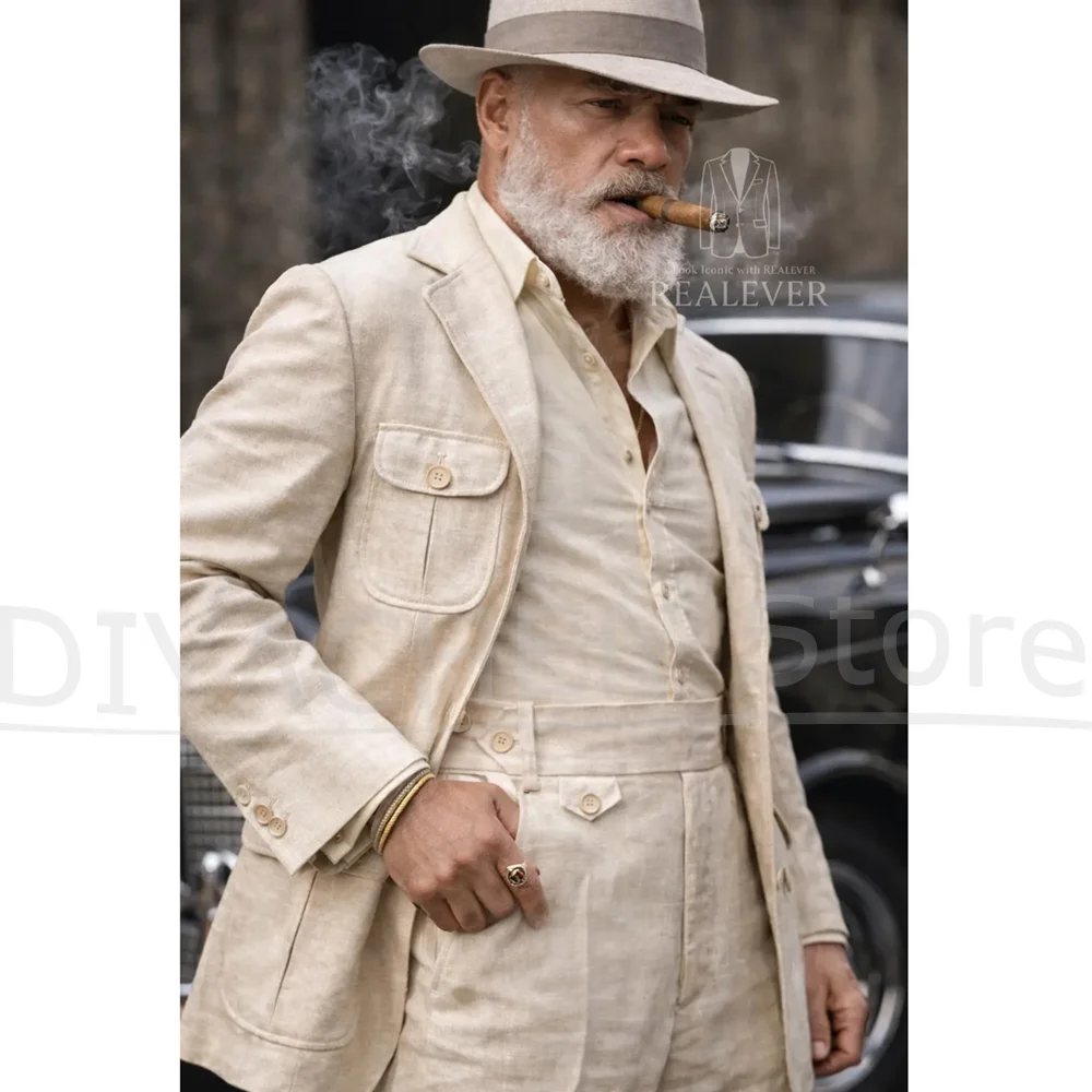 Fashion Men Beige Linen Suit 2 Piece Set Vintage Blazer with High Waist Pants Formal Business Casual Wedding Summer Outfit
Fashion Men Beige Linen Suit 2 Piece Set Vintage Blazer with High Waist Pants Formal Business Casual Wedding Summer Outfit