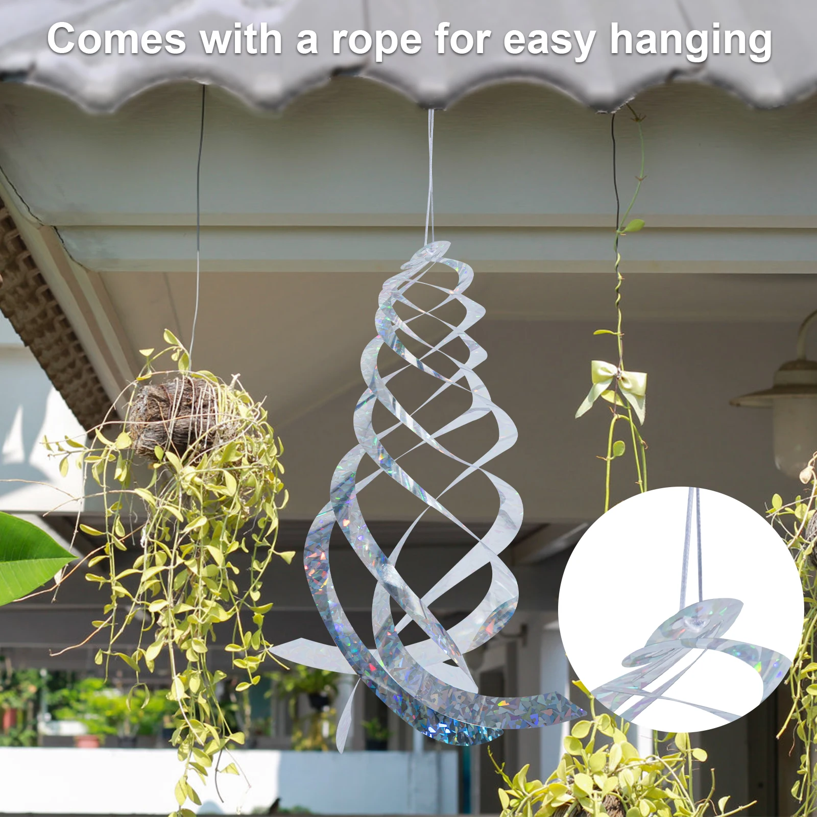 Bird Repellent Spiral Reflectors, Laser Hanging Wind Spinners To Scare Birds Away for Patio, Yard, Farm, Window, Outdoor Use
Bird Repellent Spiral Reflectors, Laser Hanging Wind Spinners To Scare Birds Away for Patio, Yard, Farm, Window, Outdoor Use