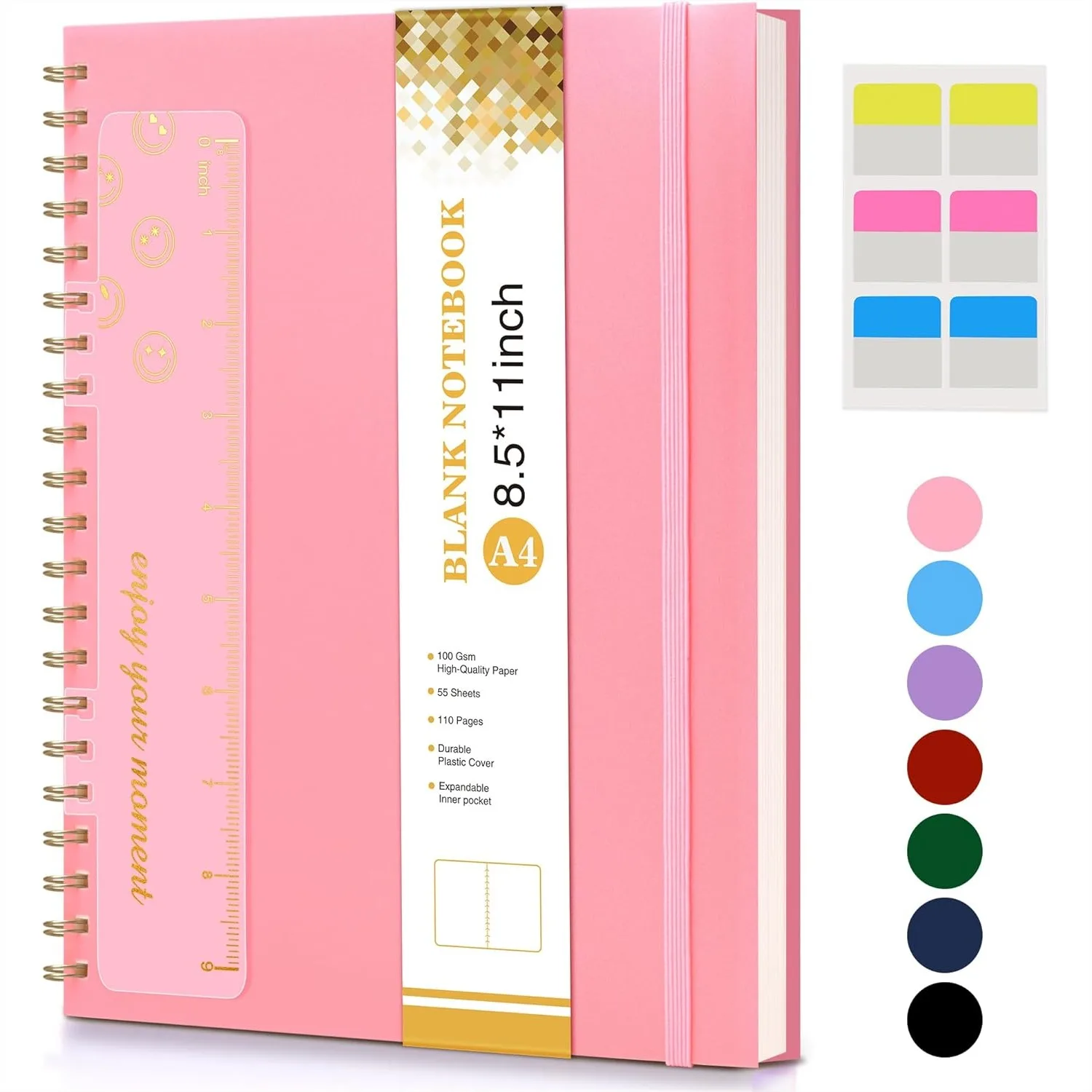 A4 Blank Spiral Notebook 8.5x11 Inches 100 GSM Pink Sketch Book Plastic Hardcover Journal for Drawing Writing School Office 110 Pages
A4 Blank Spiral Notebook 8.5x11 Inches 100 GSM Pink Sketch Book Plastic Hardcover Journal for Drawing Writing School Office 110 Pages